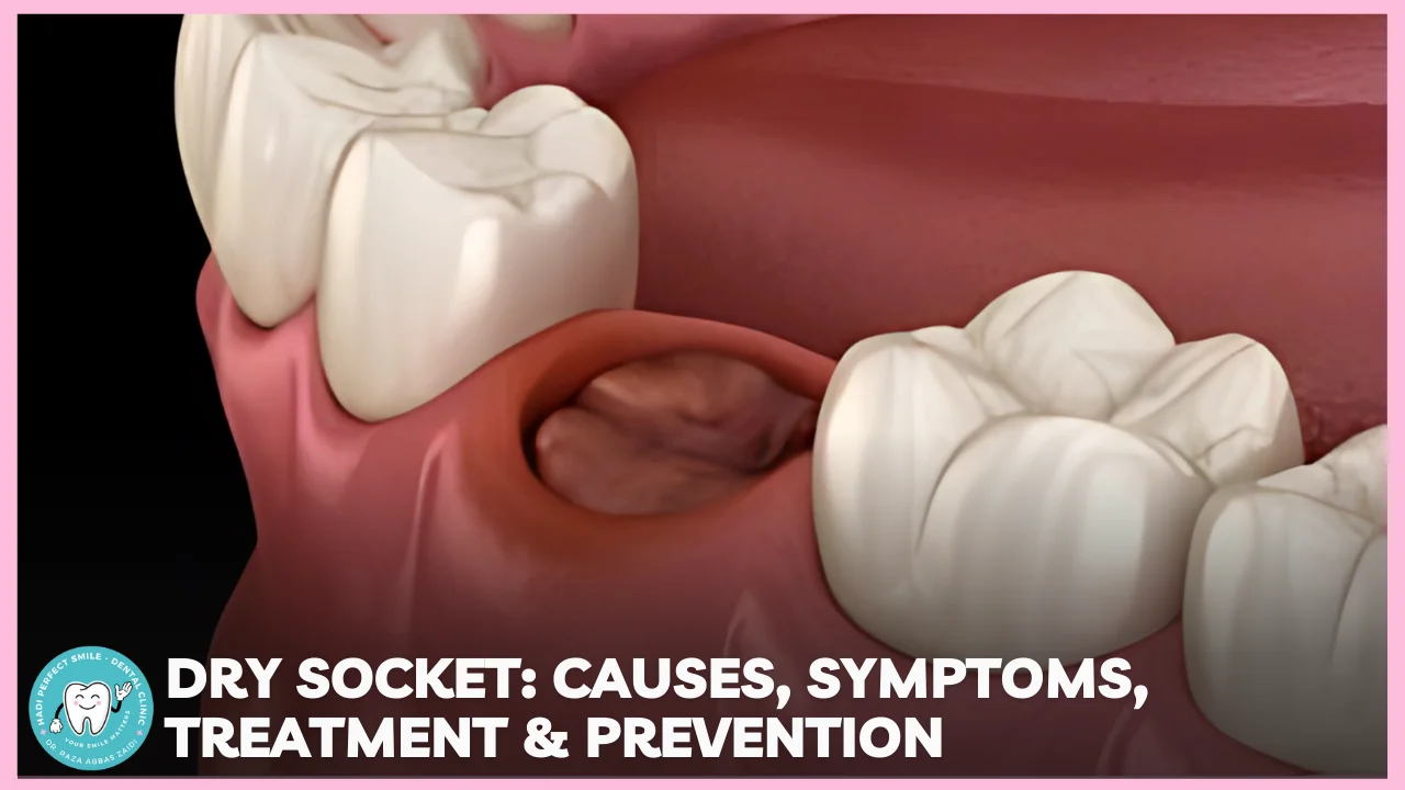 Patient experiencing pain after tooth extraction due to dry socket, treated at Hadi Perfect Smile Dental Clinic.