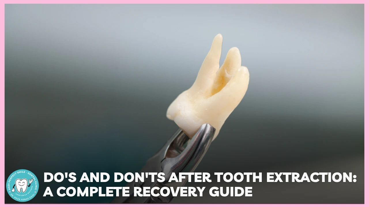 Patient following proper aftercare instructions after a tooth extraction at a dental clinic.